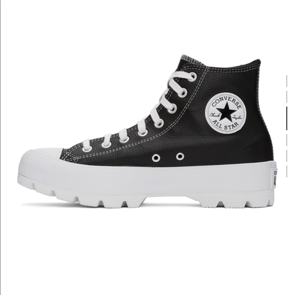 Black Leather Lugged Chuck Taylor All Star High Sneakers
